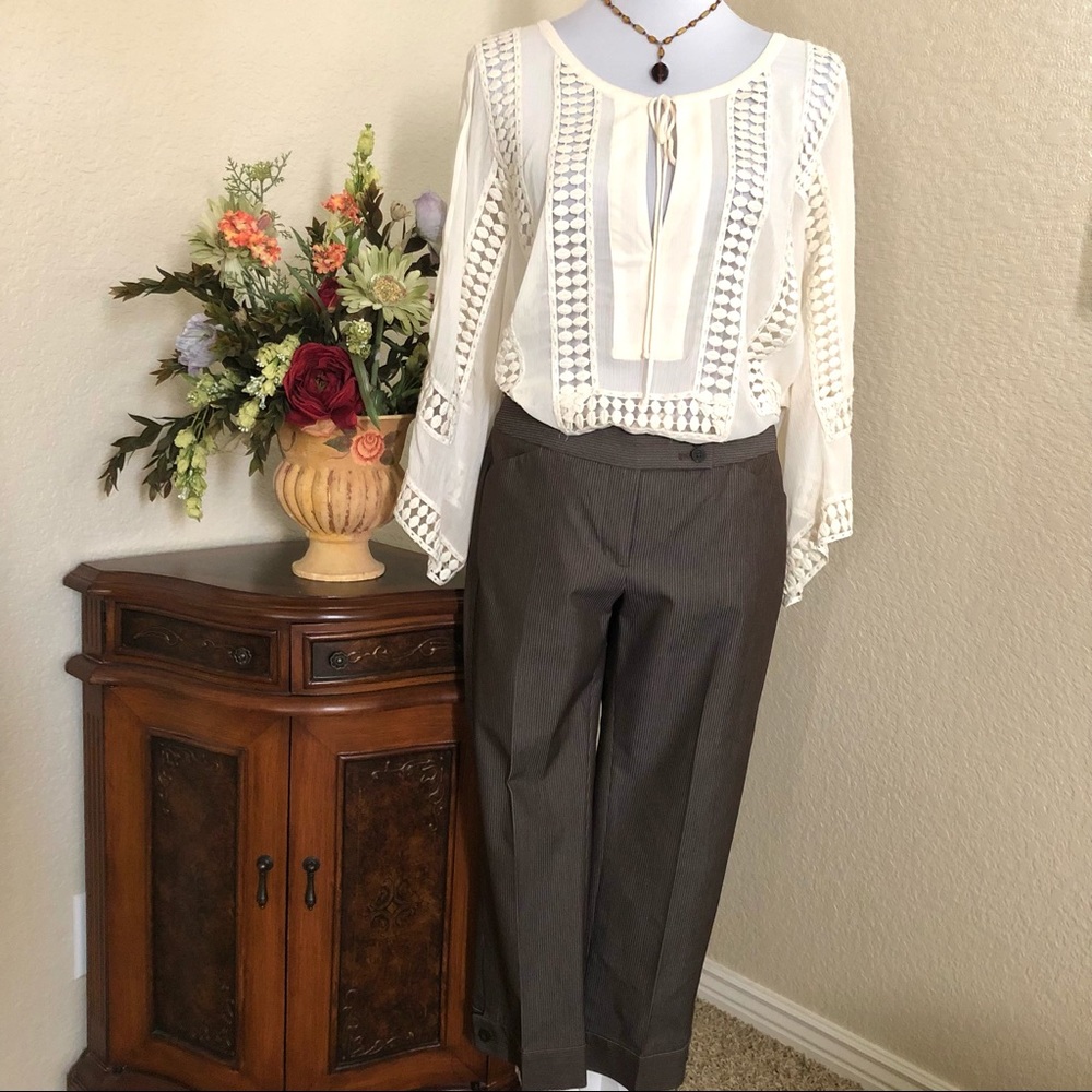 Express Design Studio Pinstripe Cuffed Ankle Pants - image 2